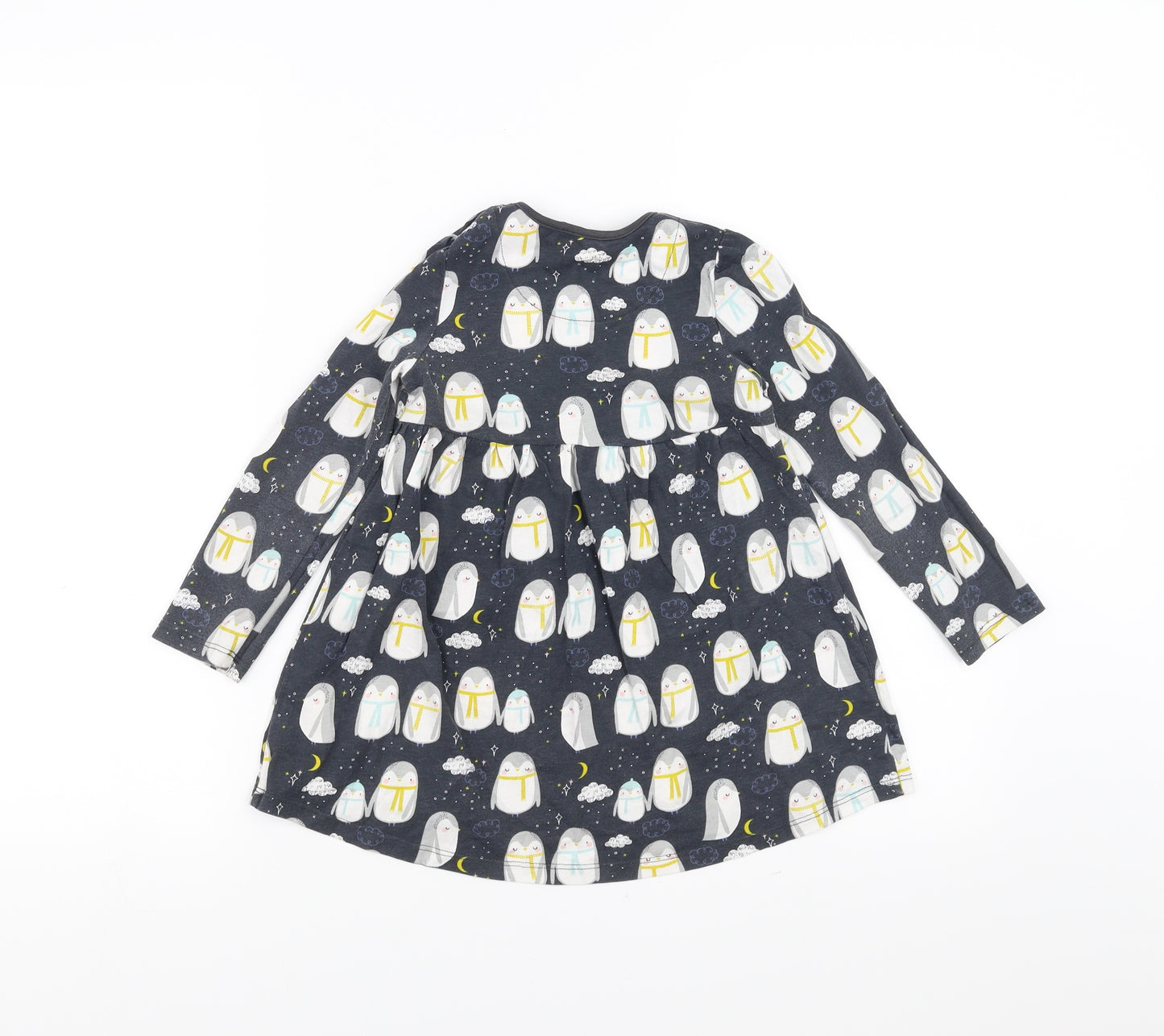 Mini Club Girls Grey   T-Shirt Dress  Size 3-4 Years  - penguin