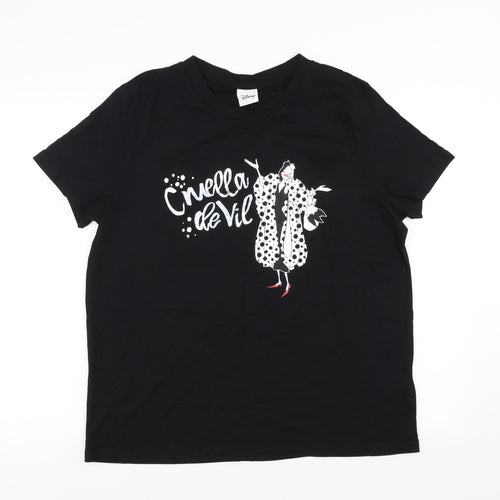 Disney Womens Black   Basic T-Shirt Size 16  - cruella de ville