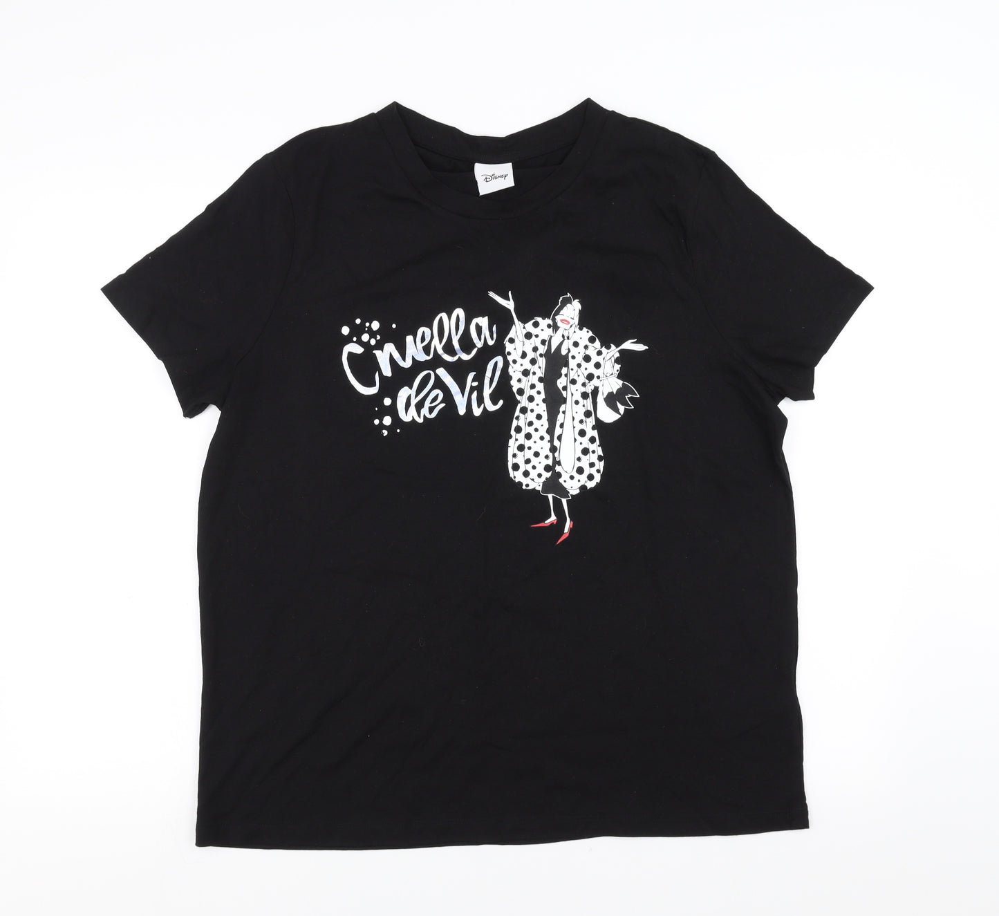 Disney Womens Black   Basic T-Shirt Size 16  - cruella de ville
