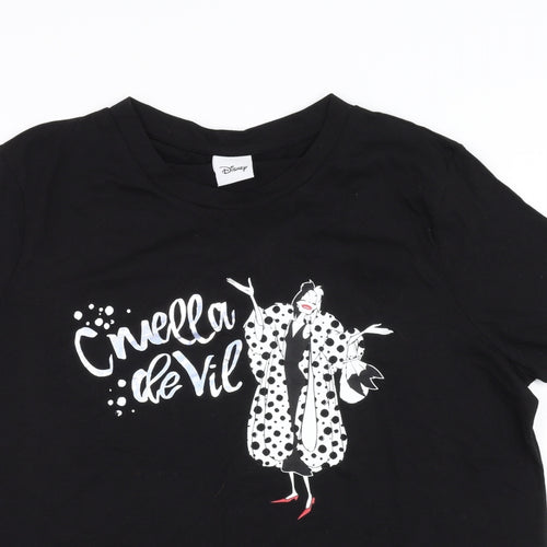 Disney Womens Black   Basic T-Shirt Size 16  - cruella de ville