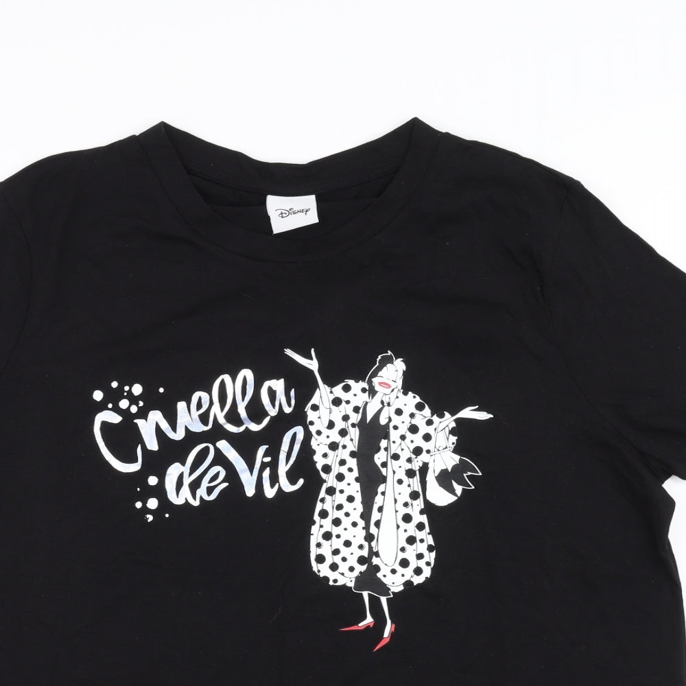 Disney Womens Black   Basic T-Shirt Size 16  - cruella de ville