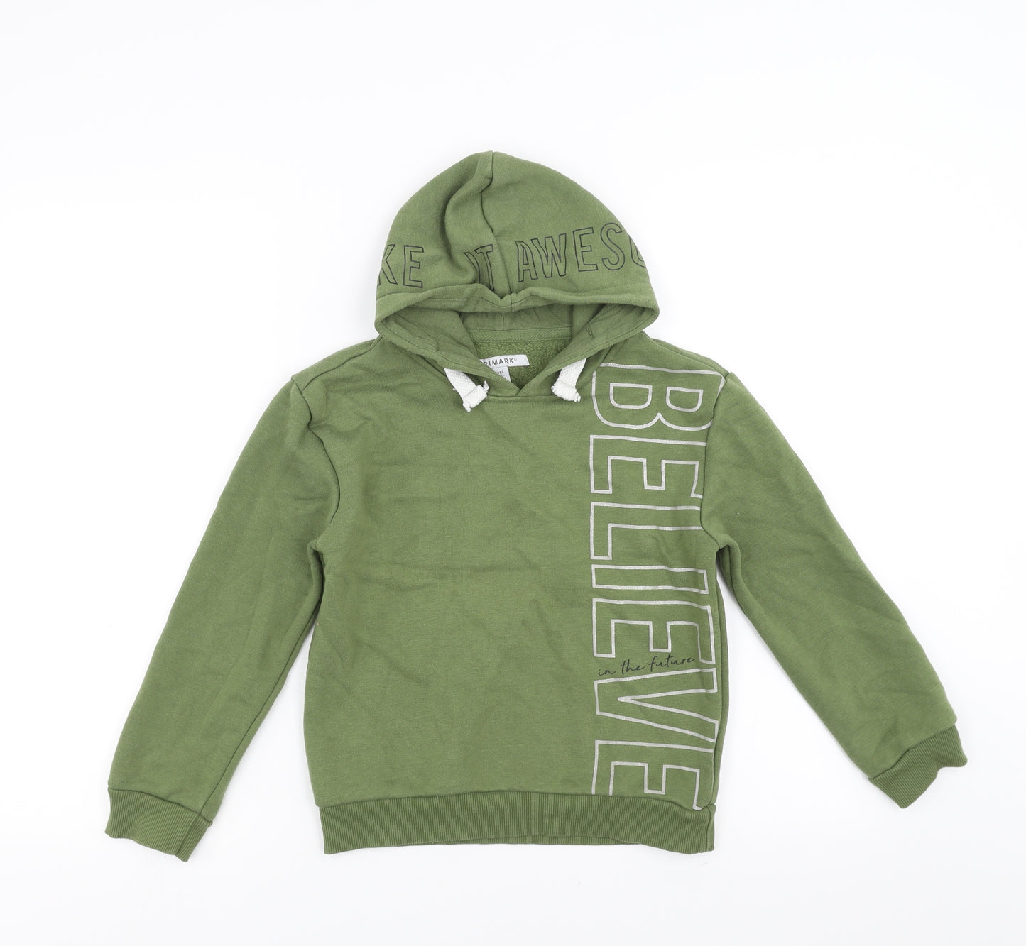 Primark Boys Green   Pullover Hoodie Size 8-9 Years  - believe