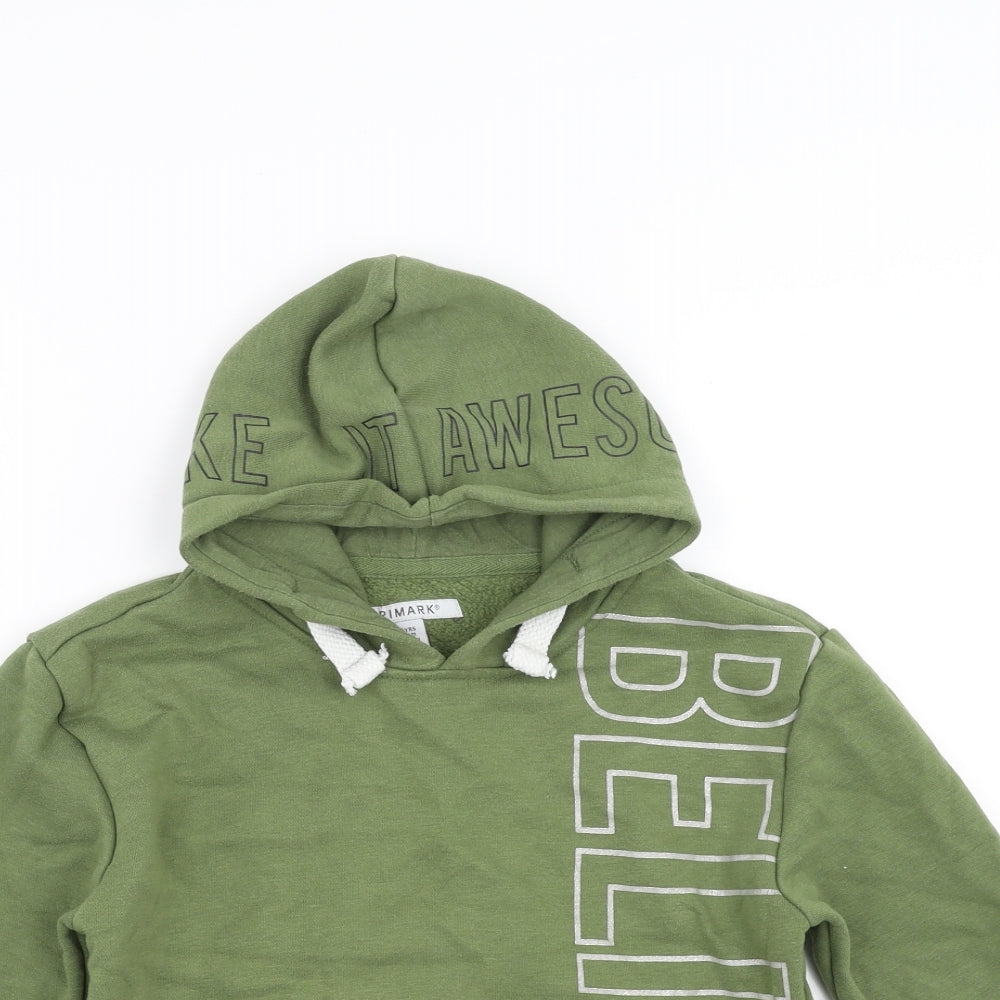 Primark Boys Green   Pullover Hoodie Size 8-9 Years  - believe