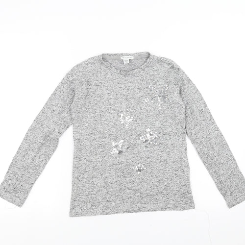 Primark Girls Grey   Pullover Jumper Size 10-11 Years  - star sequin
