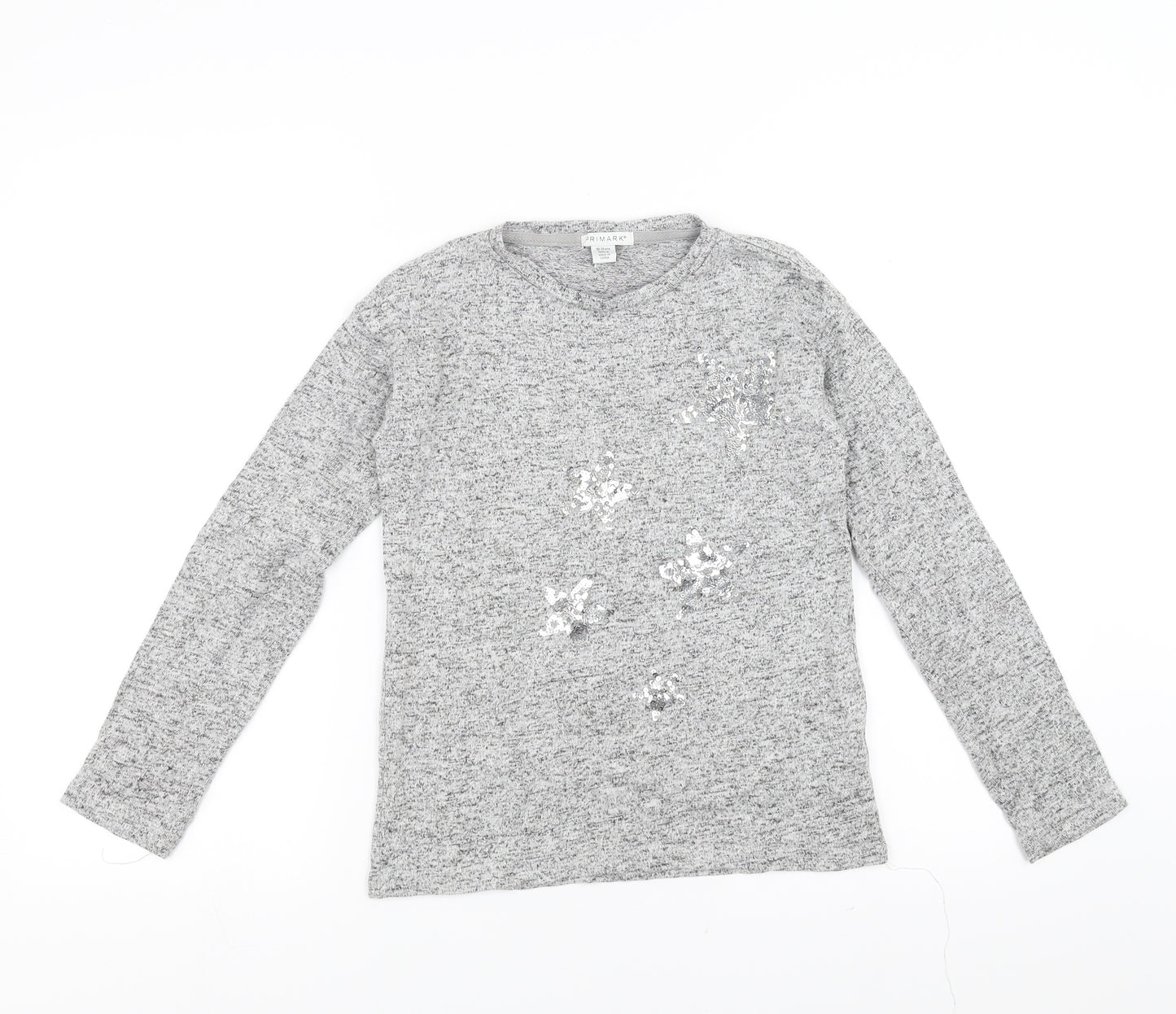 Primark Girls Grey   Pullover Jumper Size 10-11 Years  - star sequin