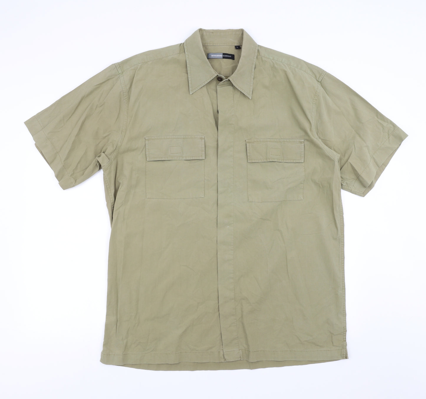 Armando Mens Green    Button-Up Size L  - Cargo Style