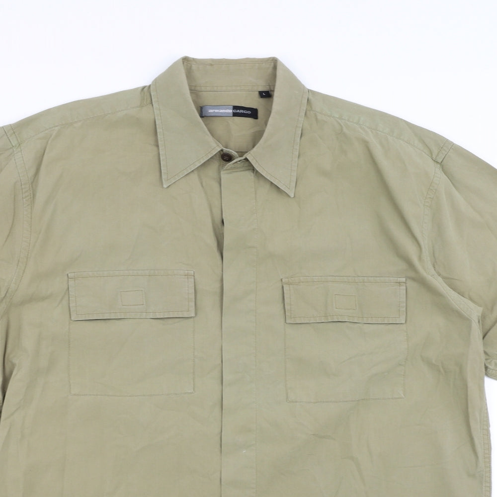 Armando Mens Green    Button-Up Size L  - Cargo Style