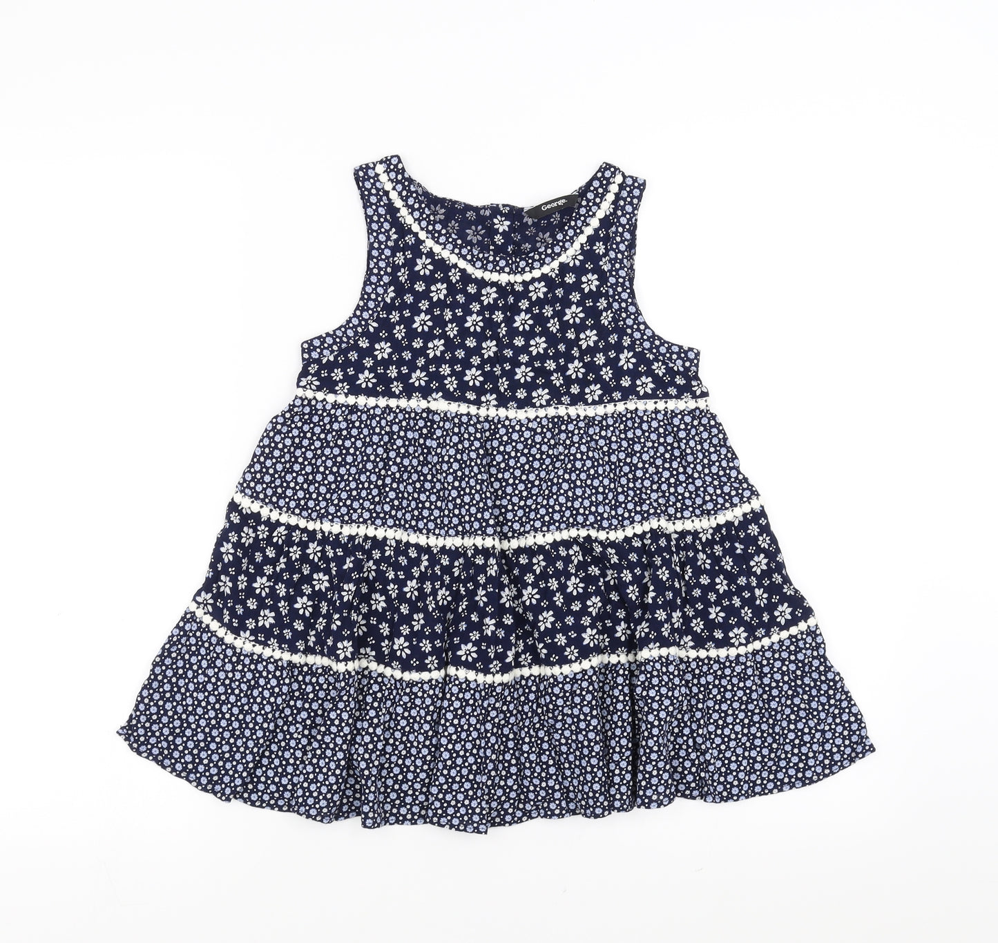 George Girls Blue Floral  Trapeze & Swing  Size 7-8 Years