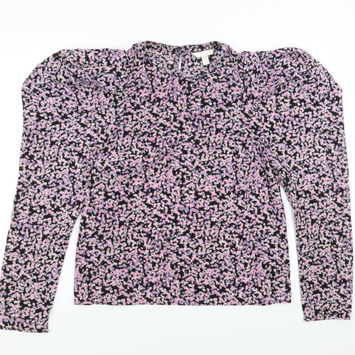 H&M Womens Purple Floral  Basic Blouse Size L