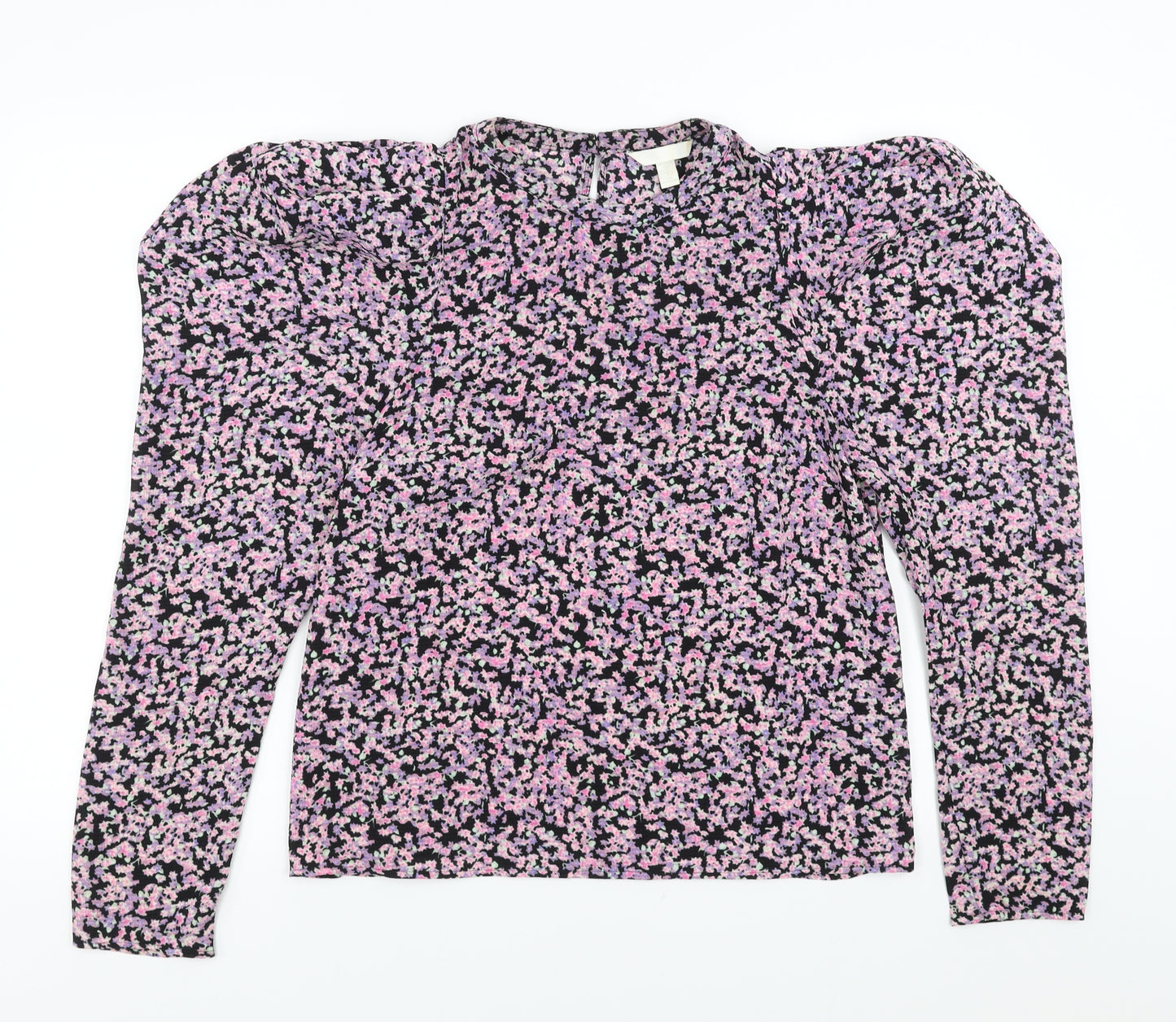 H&M Womens Purple Floral  Basic Blouse Size L