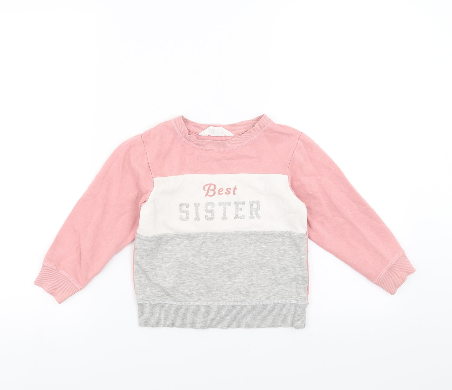 H&M Girls Pink   Pullover Sweatshirt Size 2-3 Years  - Best Sister