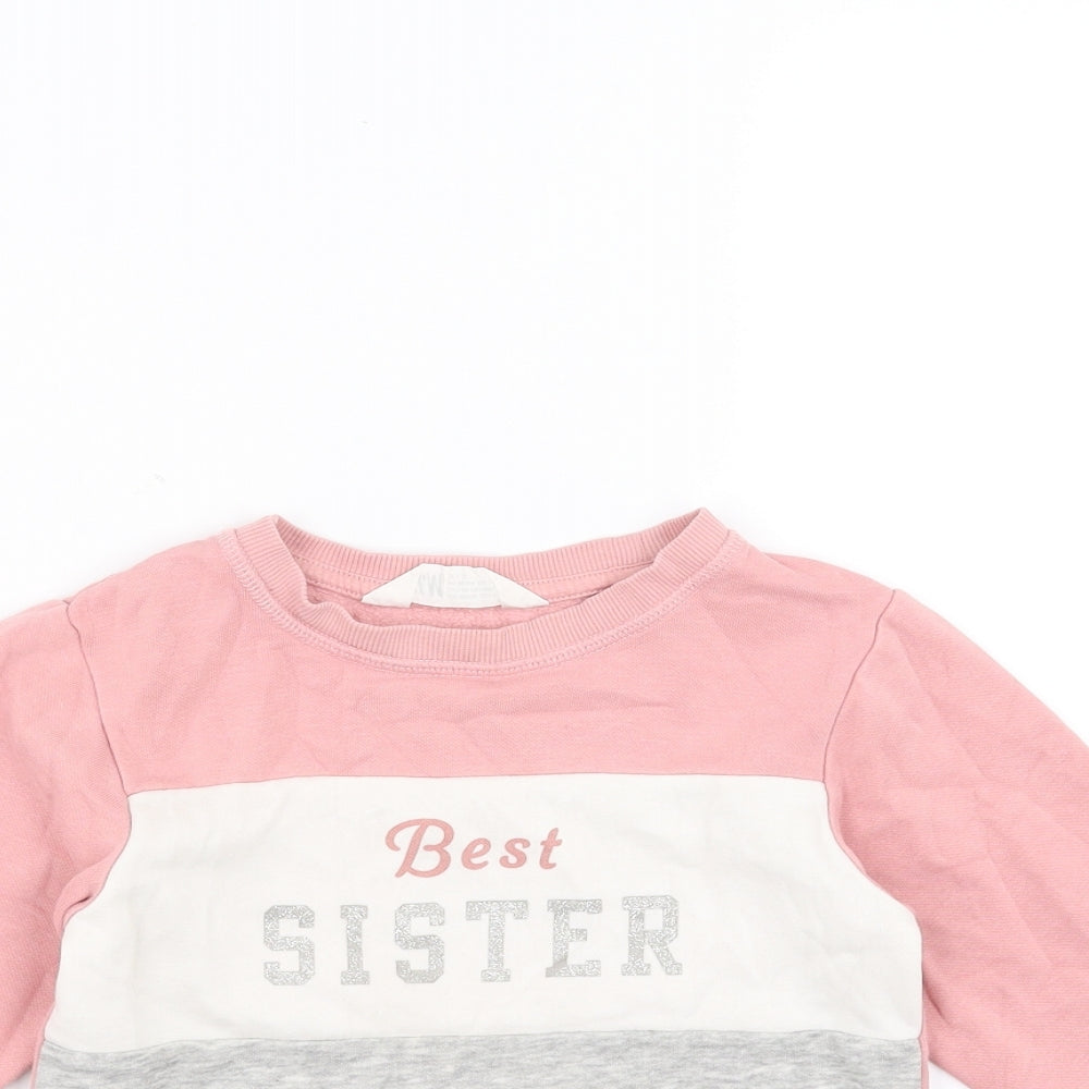 H&M Girls Pink   Pullover Sweatshirt Size 2-3 Years  - Best Sister