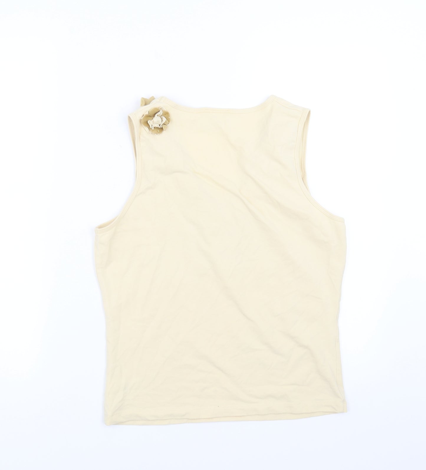 NEXT Womens Yellow   Basic Tank Size 14  - floral neck detail