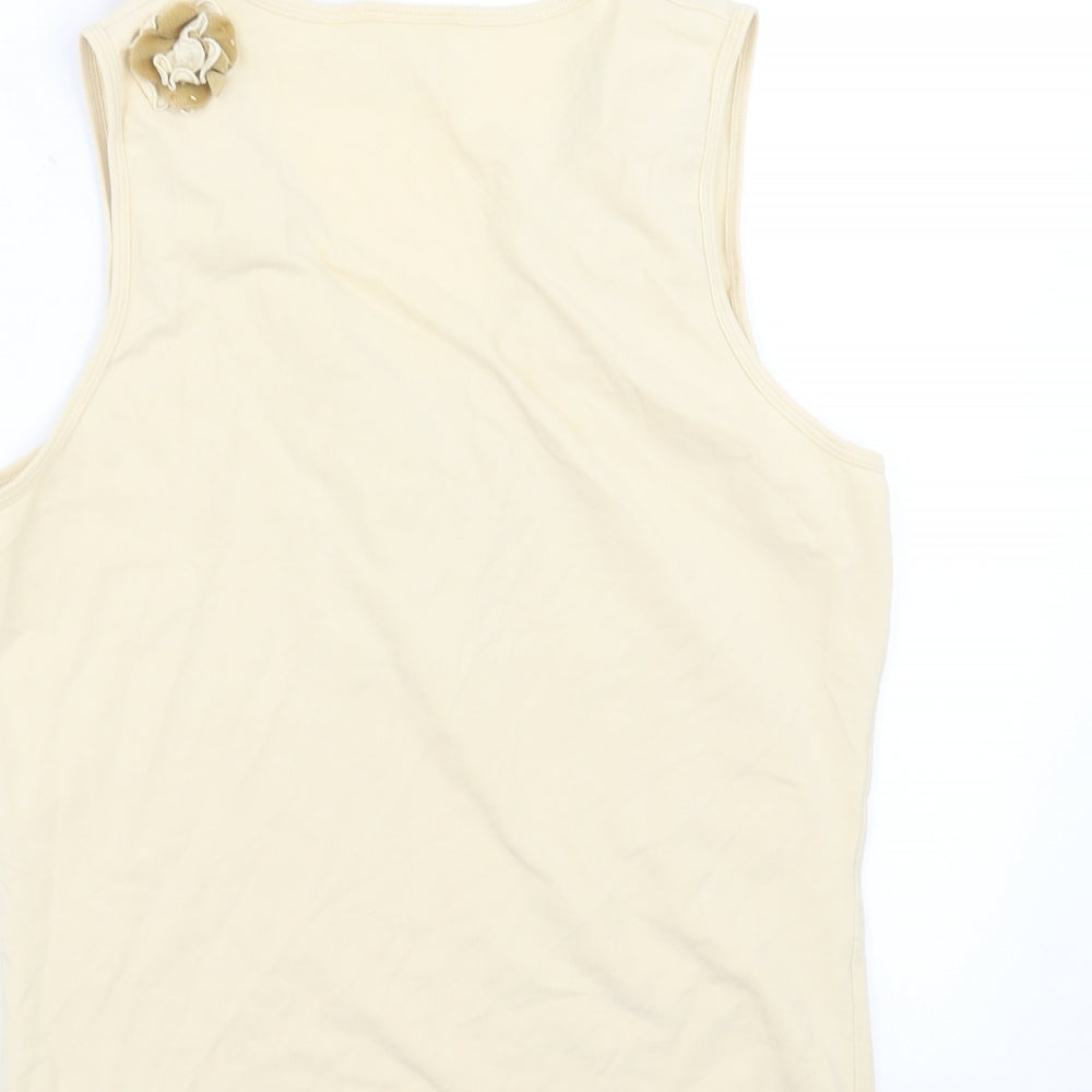 NEXT Womens Yellow   Basic Tank Size 14  - floral neck detail