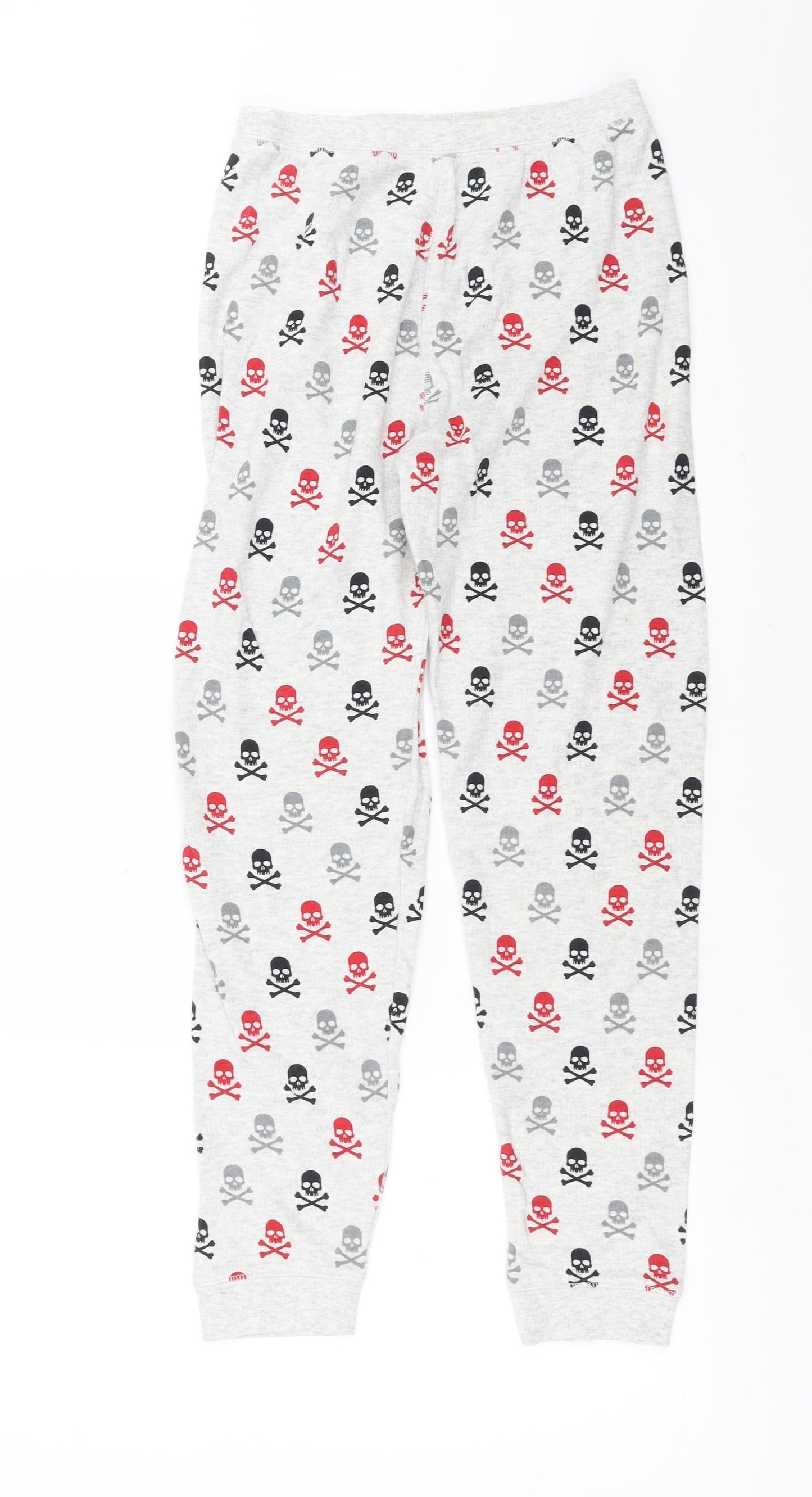 Preworn Boys Grey Solid   Pyjama Pants Size 11-12 Years  - skulls