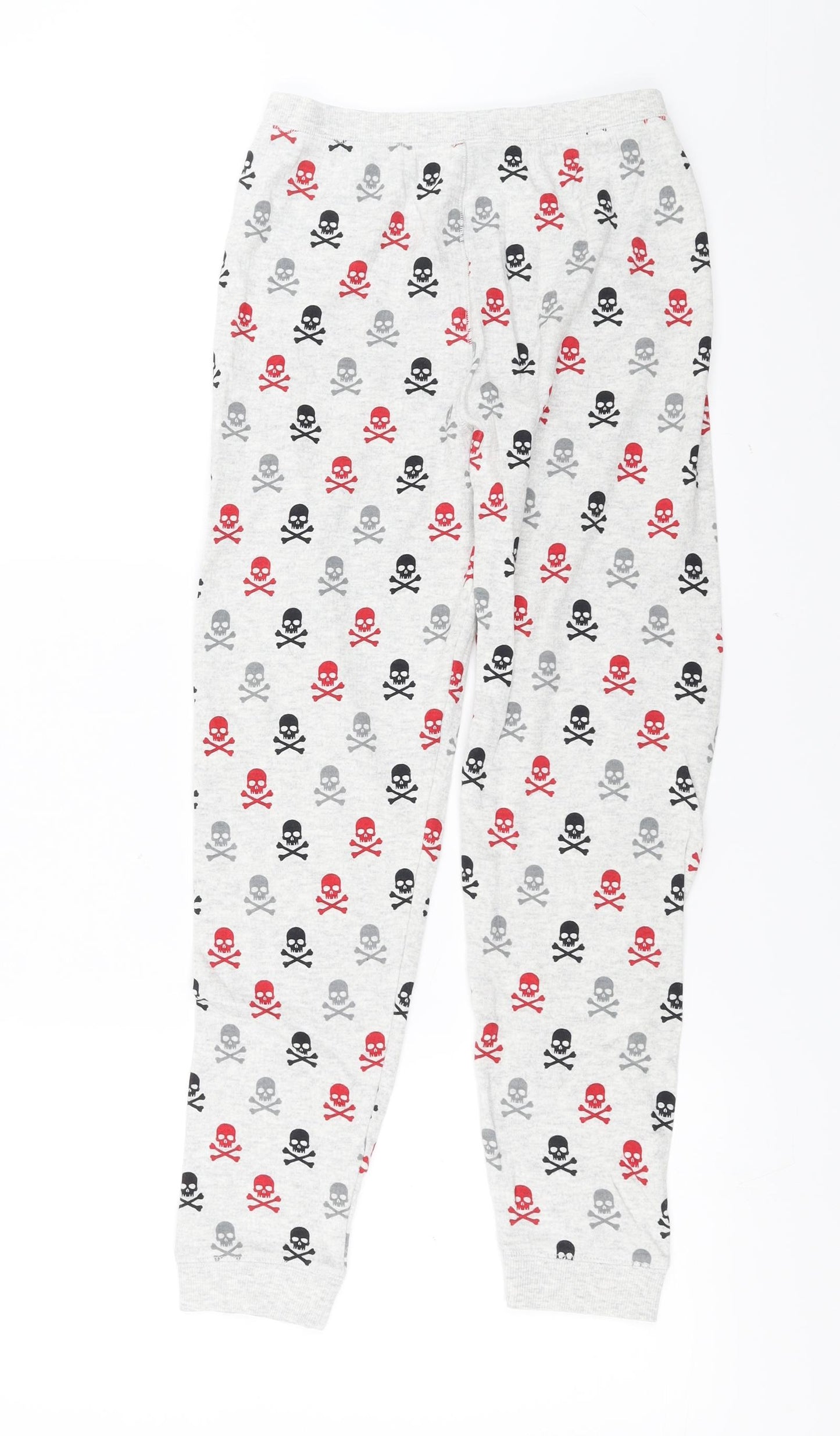 Preworn Boys Grey Solid   Pyjama Pants Size 11-12 Years  - skulls