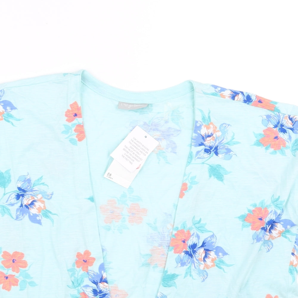 I Heart Girlswear Girls Blue Floral  Basic Blouse Size 8 Years