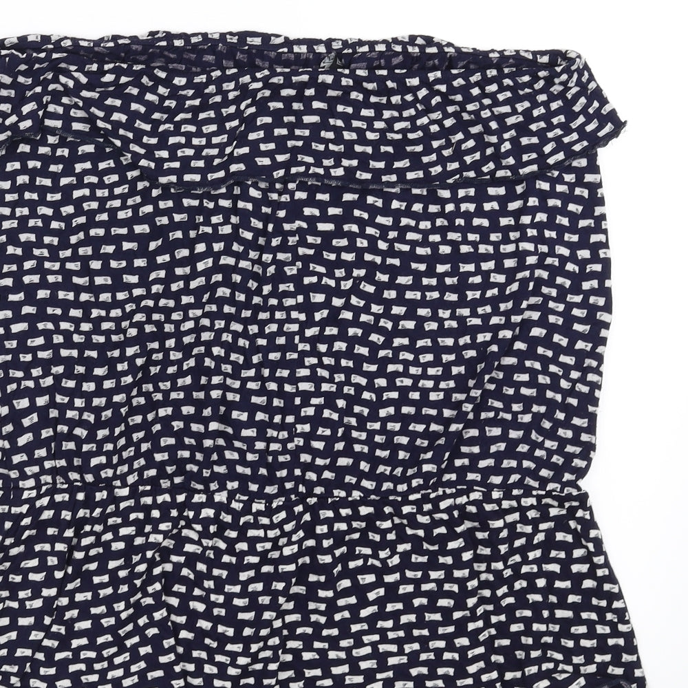 F&F Womens Blue Geometric  Basic Blouse Size 10