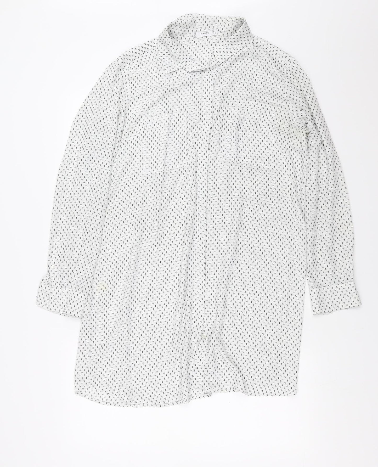 Mango Womens White Geometric  Shirt Dress  Size L