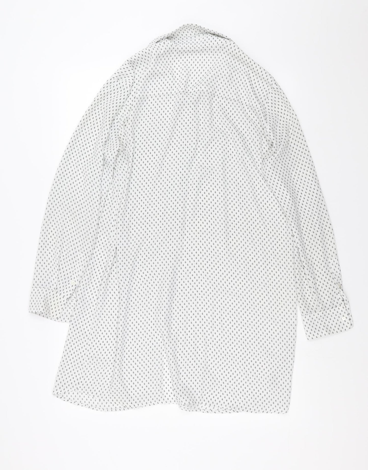 Mango Womens White Geometric  Shirt Dress  Size L