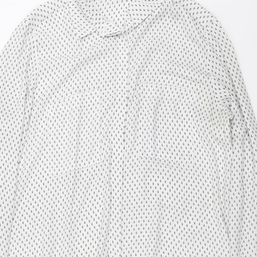 Mango Womens White Geometric  Shirt Dress  Size L