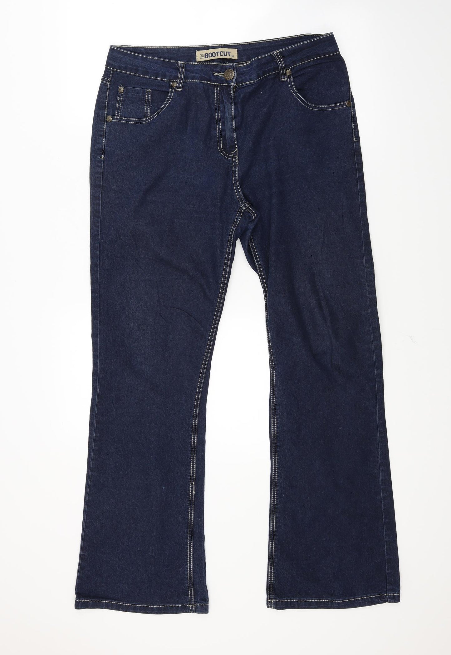 TU Womens Blue  Denim Bootcut Jeans Size 14 L28 in