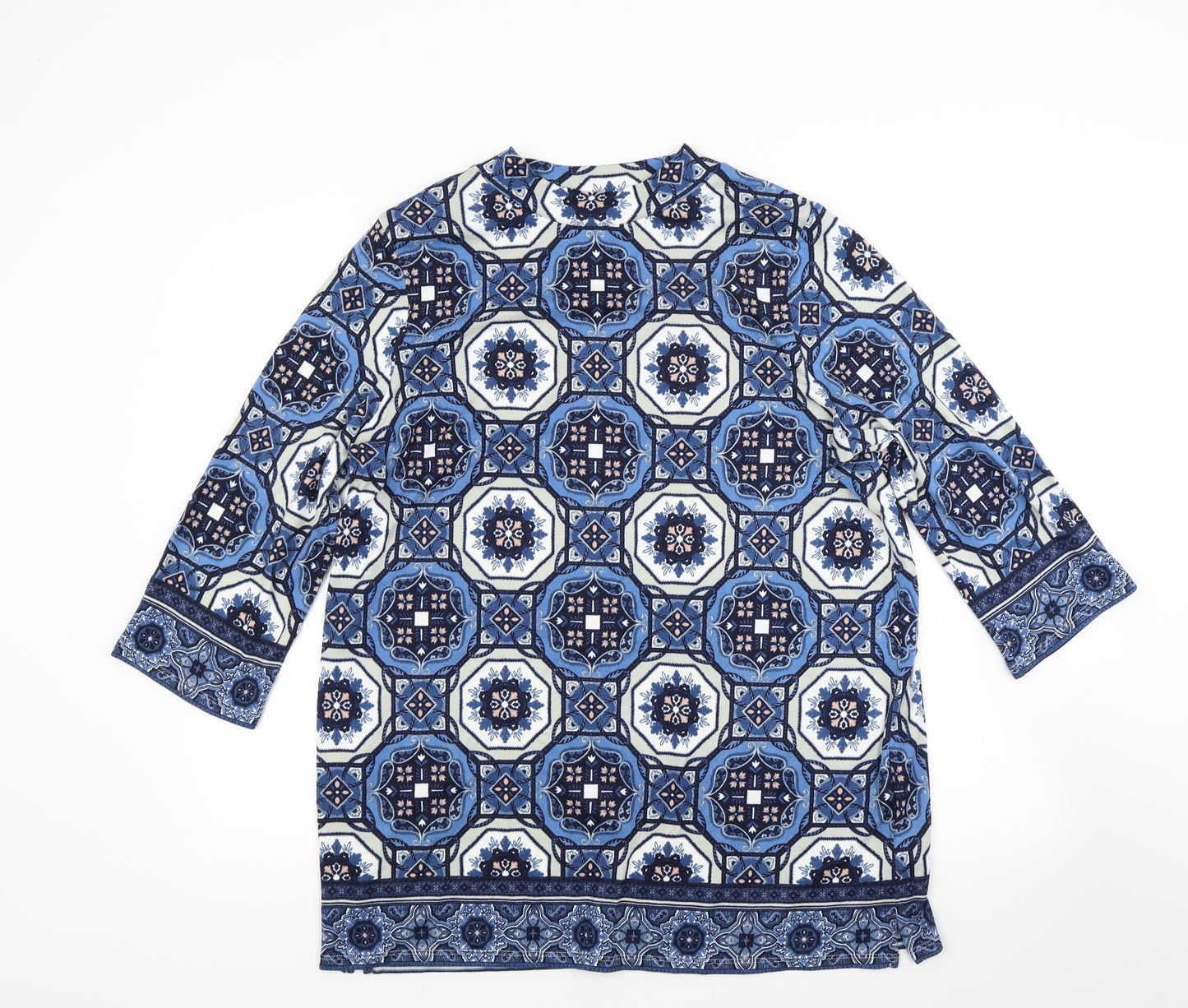 Marks and Spencer Womens Blue Floral Knit Pullover Jumper Size 16