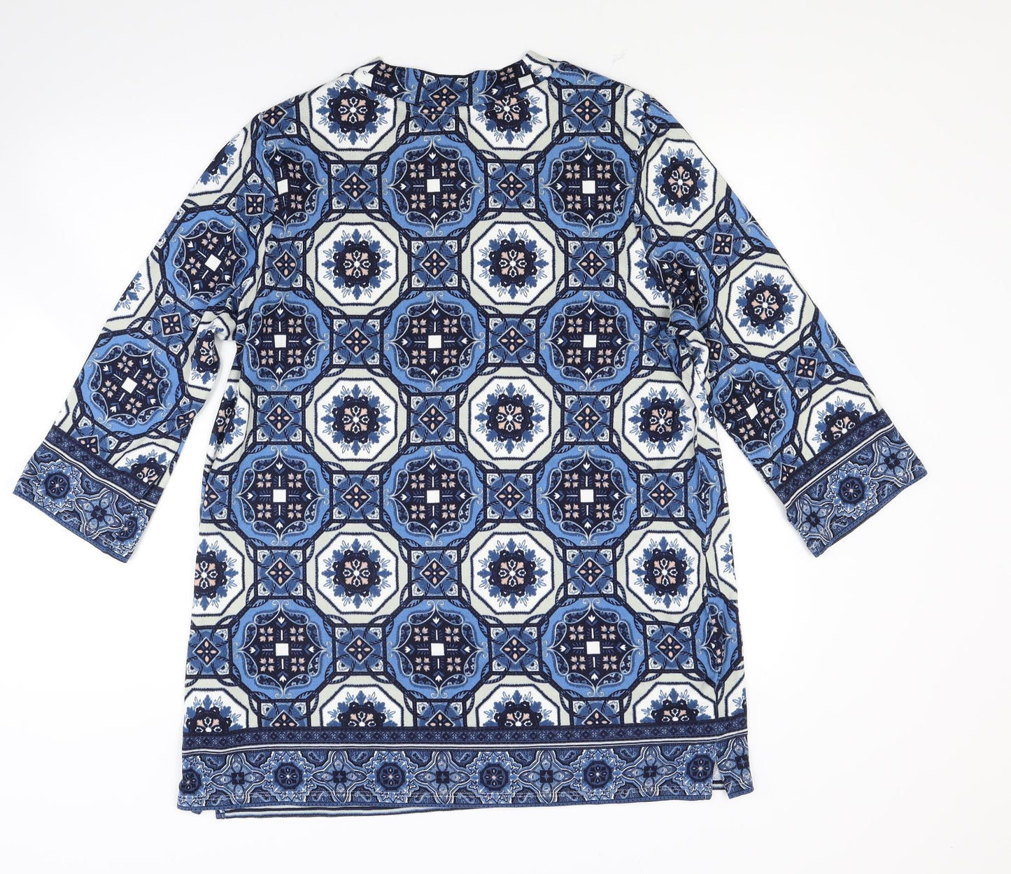 Marks and Spencer Womens Blue Floral Knit Pullover Jumper Size 16