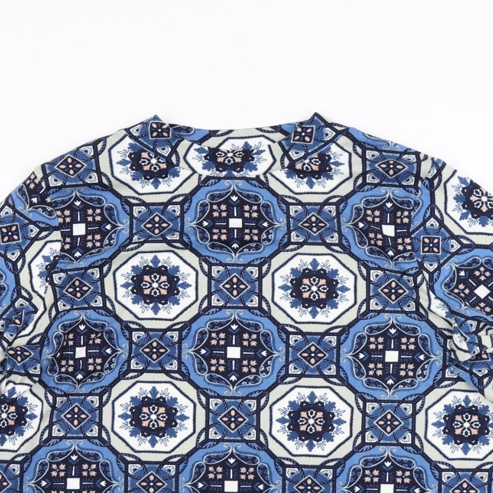Marks and Spencer Womens Blue Floral Knit Pullover Jumper Size 16