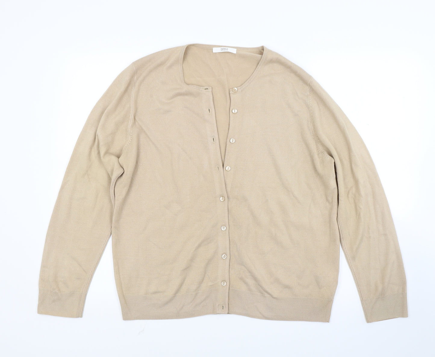 Marks and Spencer Womens Beige  Knit Cardigan Jumper Size 18