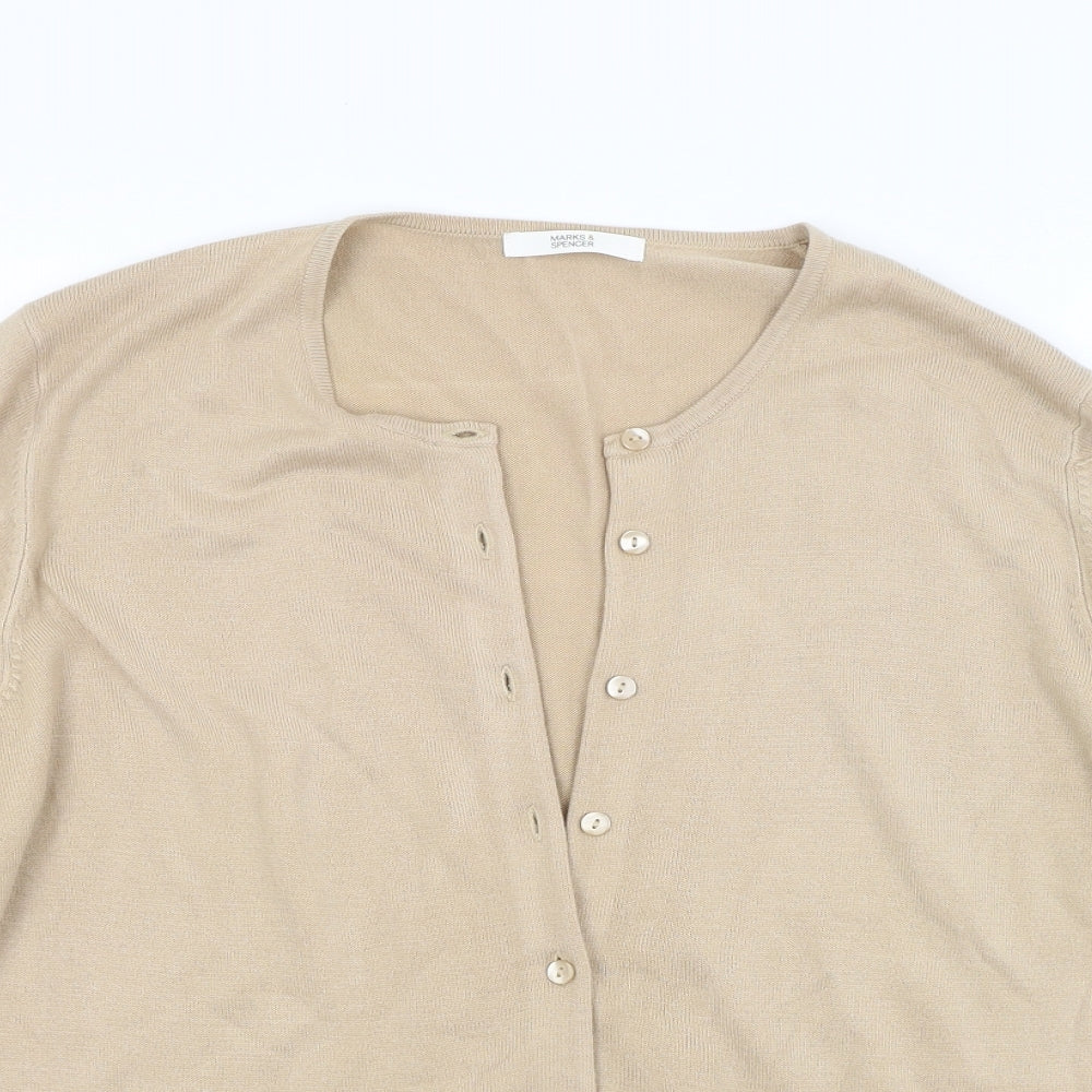 Marks and Spencer Womens Beige  Knit Cardigan Jumper Size 18