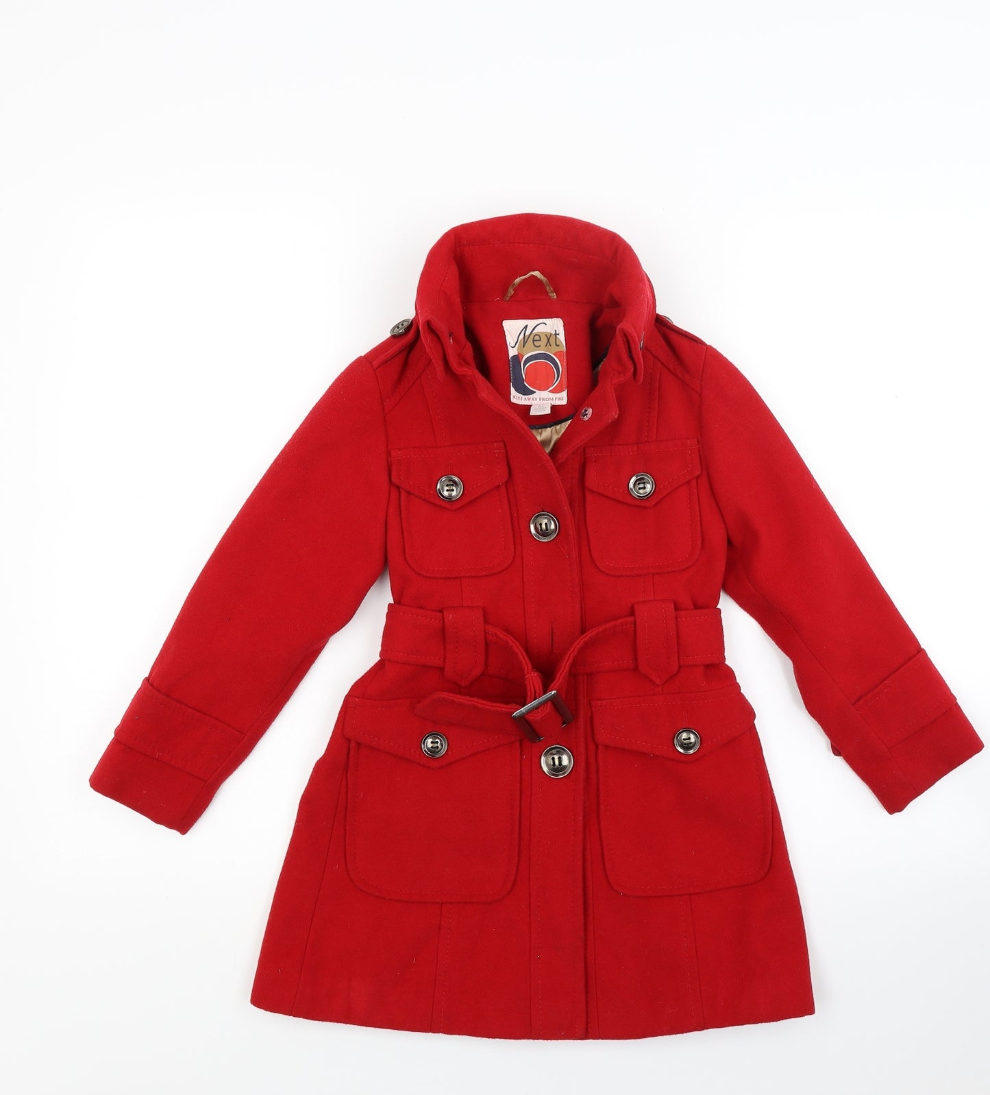 NEXT Girls Red   Overcoat Coat Size 5-6 Years