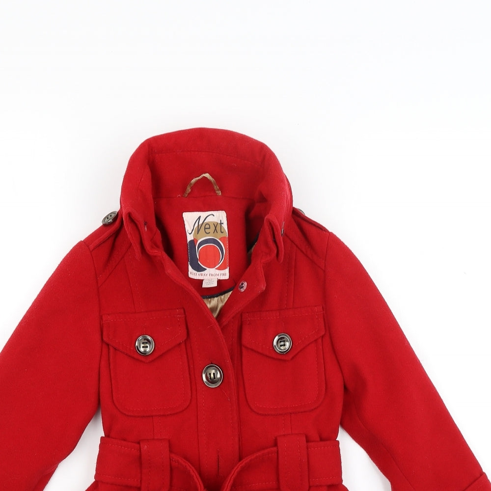 NEXT Girls Red   Overcoat Coat Size 5-6 Years