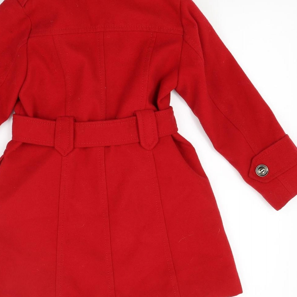 NEXT Girls Red   Overcoat Coat Size 5-6 Years