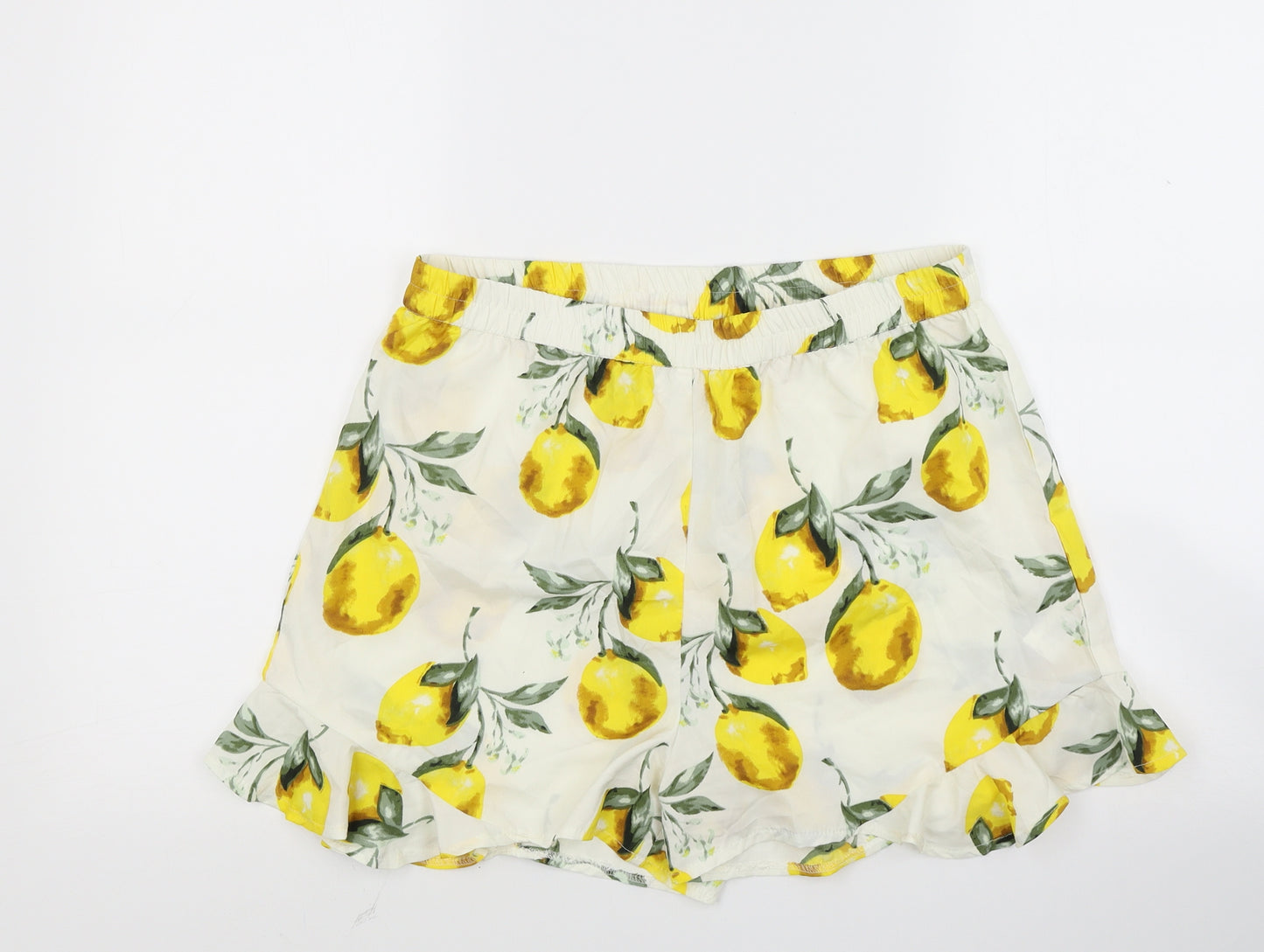 Boohoo Womens White Floral  Hot Pants Shorts Size 12