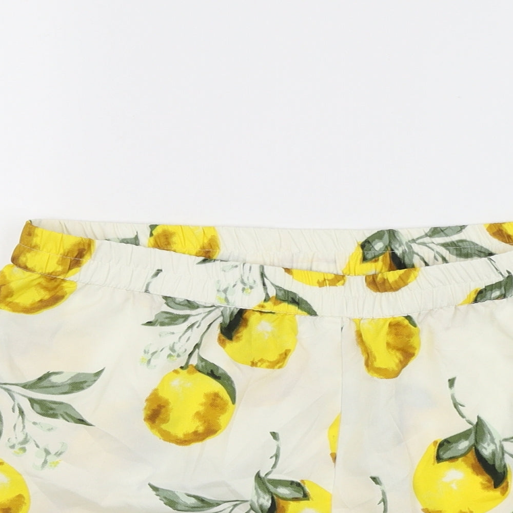 Boohoo Womens White Floral  Hot Pants Shorts Size 12