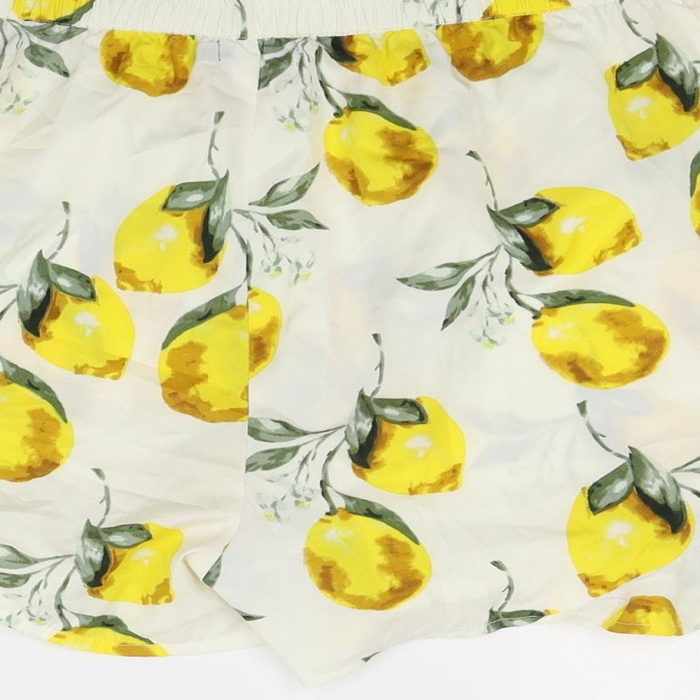 Boohoo Womens White Floral  Hot Pants Shorts Size 12