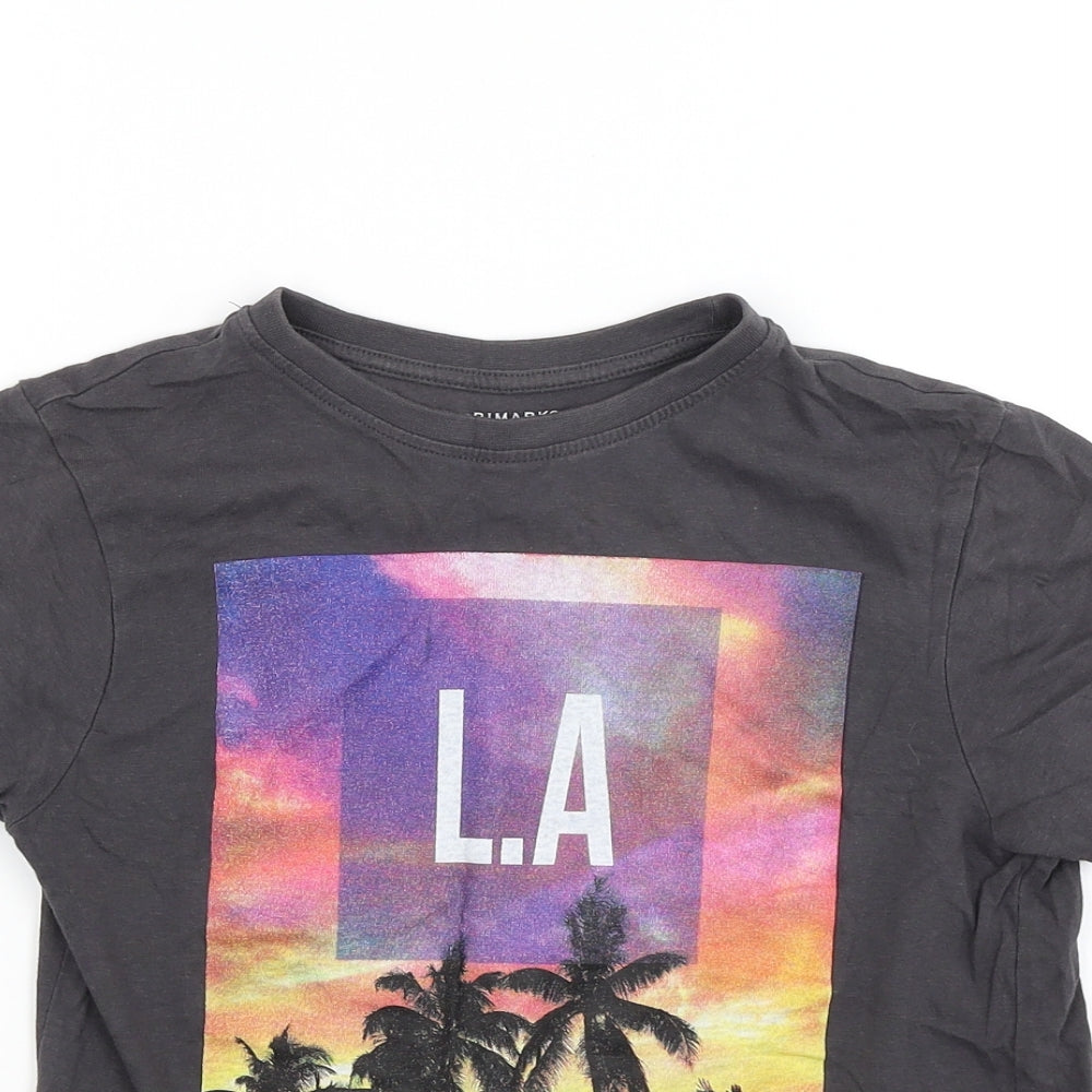 Primark Boys Grey  Jersey Basic T-Shirt Size 9-10 Years  - L.A Sunset beach