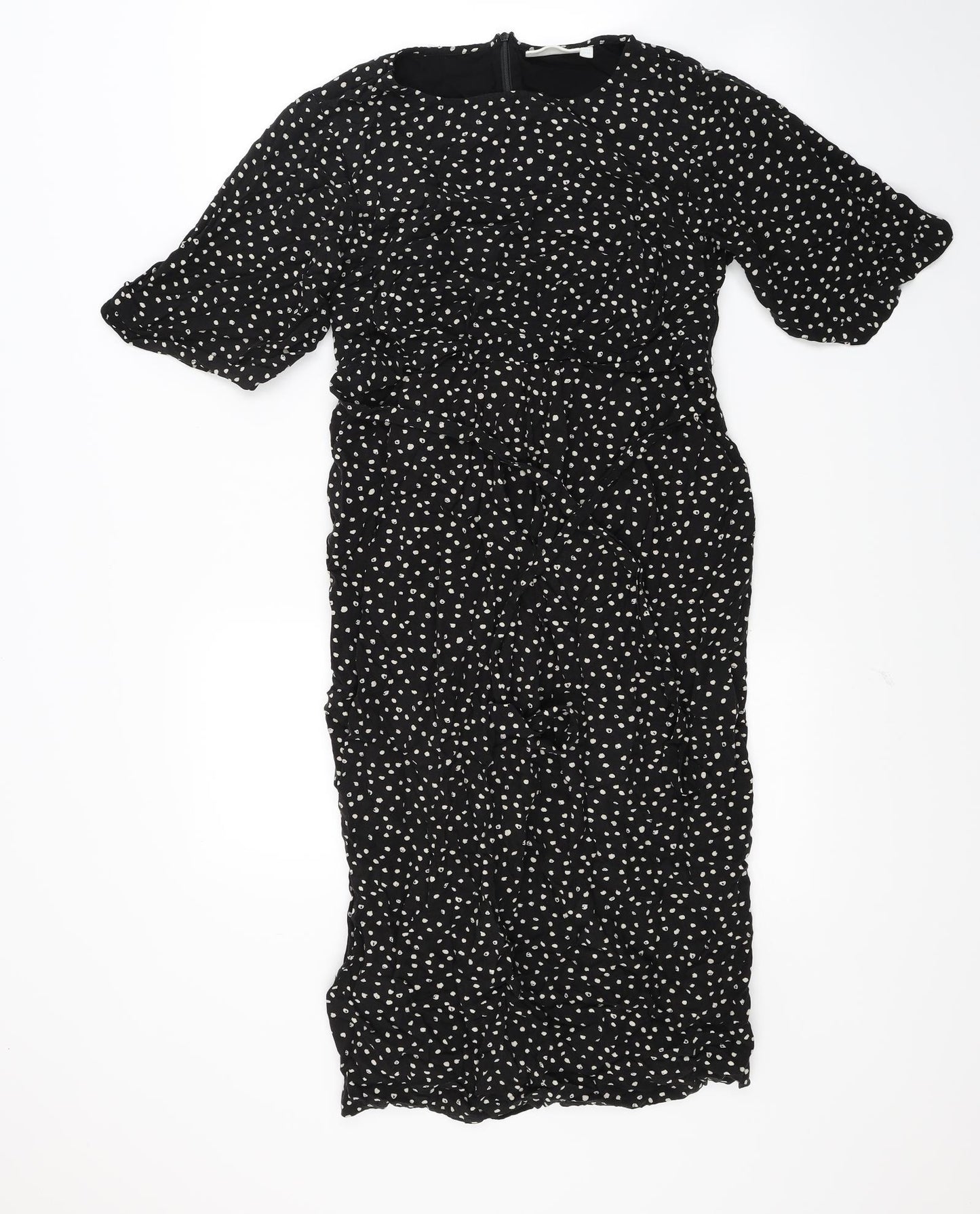 JoJo Maman Bébé Womens Black Polka Dot  Shirt Dress  Size 10