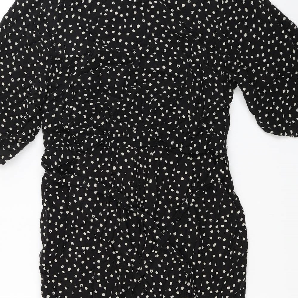 JoJo Maman Bébé Womens Black Polka Dot  Shirt Dress  Size 10