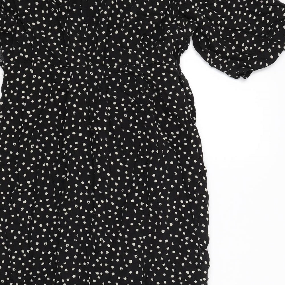 JoJo Maman Bébé Womens Black Polka Dot  Shirt Dress  Size 10