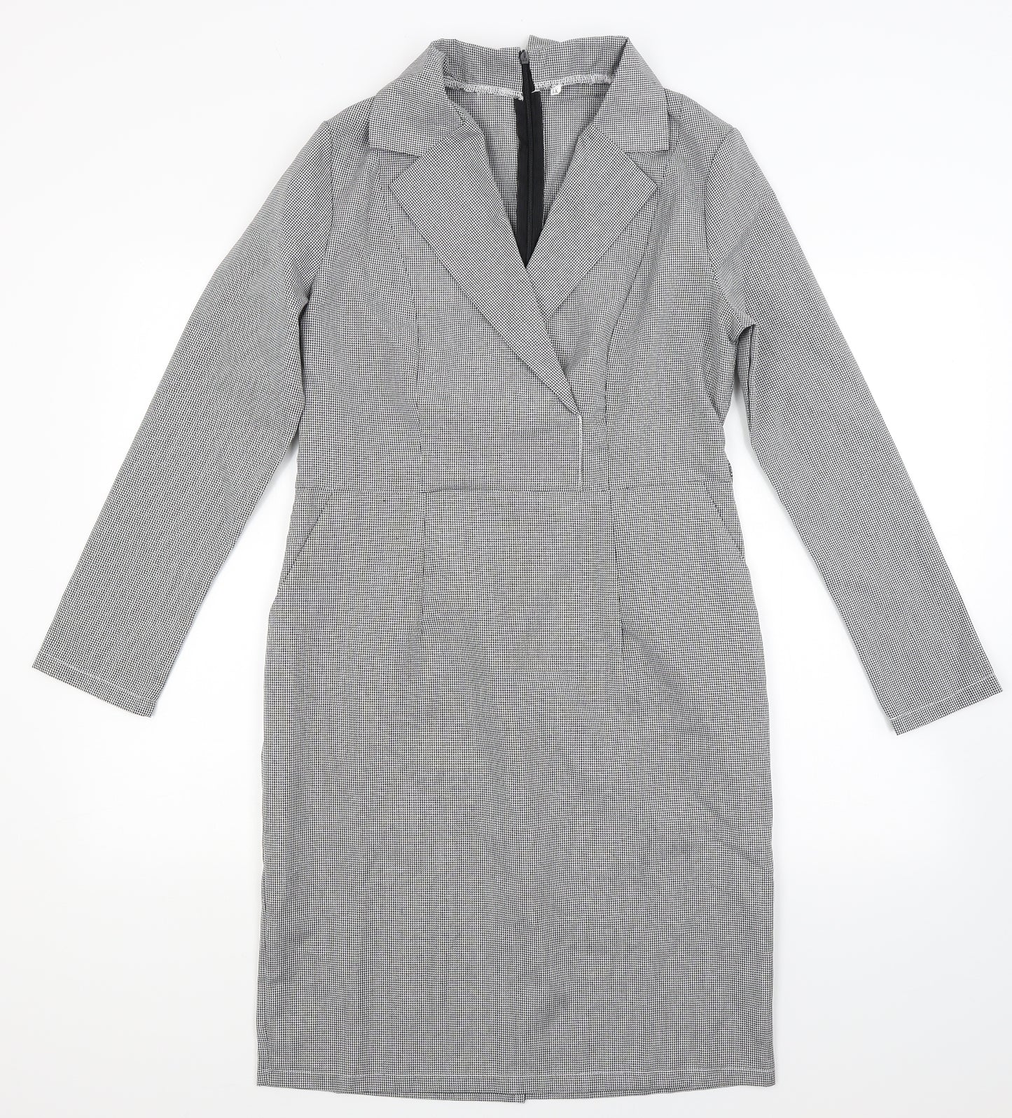 Preworn Womens Grey Houndstooth  A-Line  Size XL
