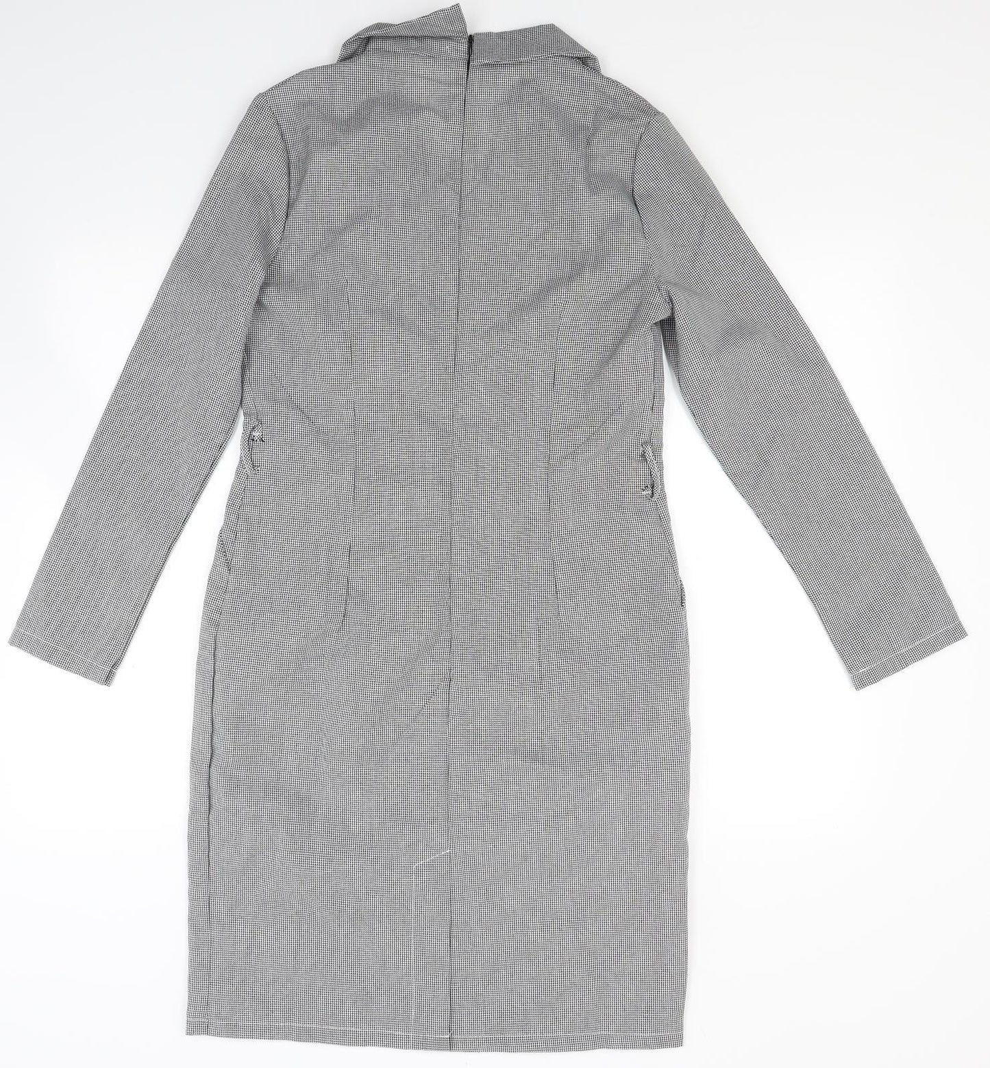 Preworn Womens Grey Houndstooth  A-Line  Size XL