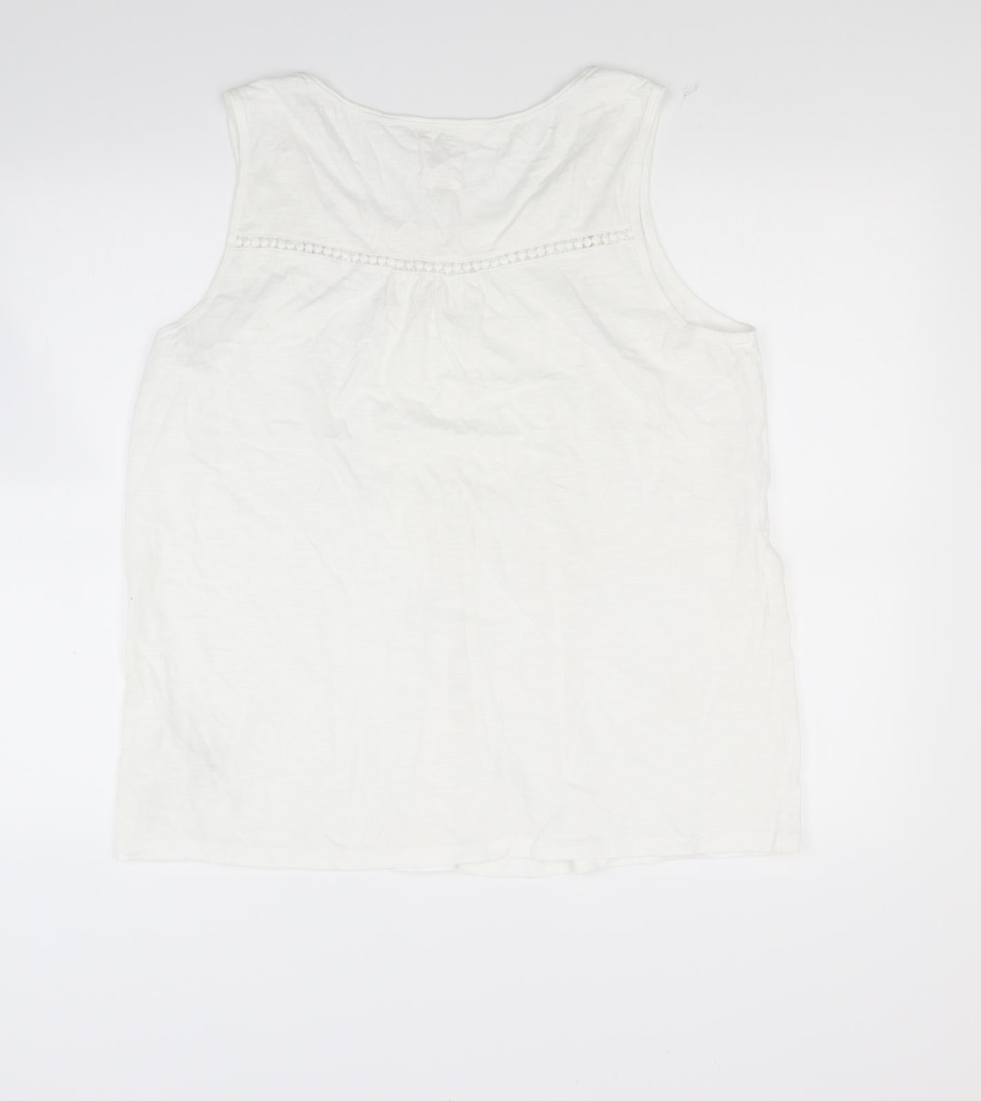 Mantaray Womens White  Jersey Basic Tank Size 18