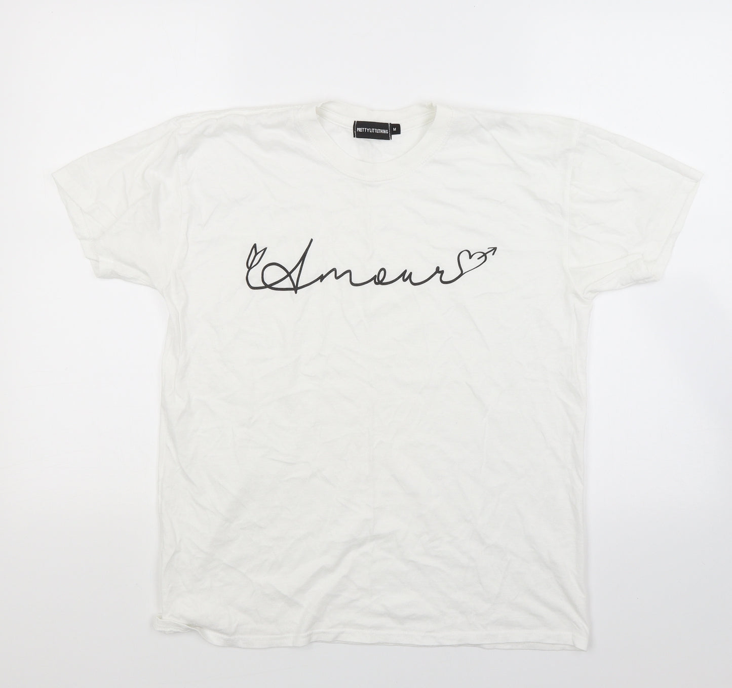 PRETTYLITTLETHING Womens White  Jersey Basic T-Shirt Size M