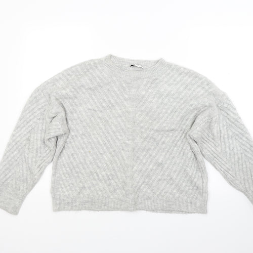 Topshop Womens Grey  Knit Pullover Jumper Size S