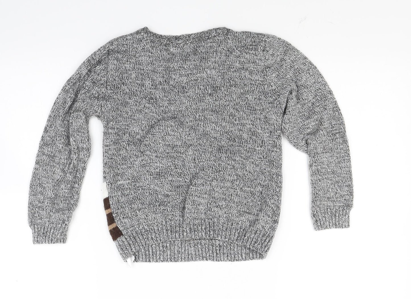 F&F Boys Grey  Knit Pullover Jumper Size 5-6 Years  - Christmas Santa