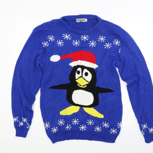Refinery Mens Blue  Knit Pullover Jumper Size M  - Christmas jumper