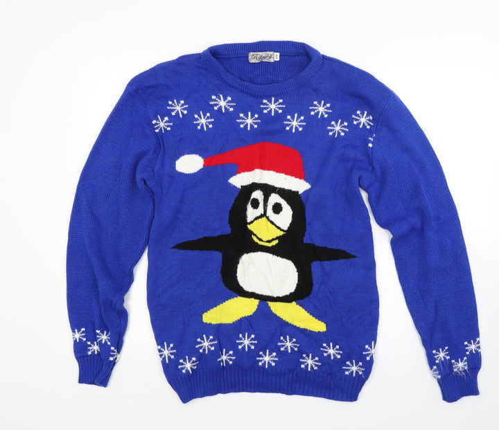 Refinery Mens Blue Knit Pullover Jumper Size M - Christmas jumper