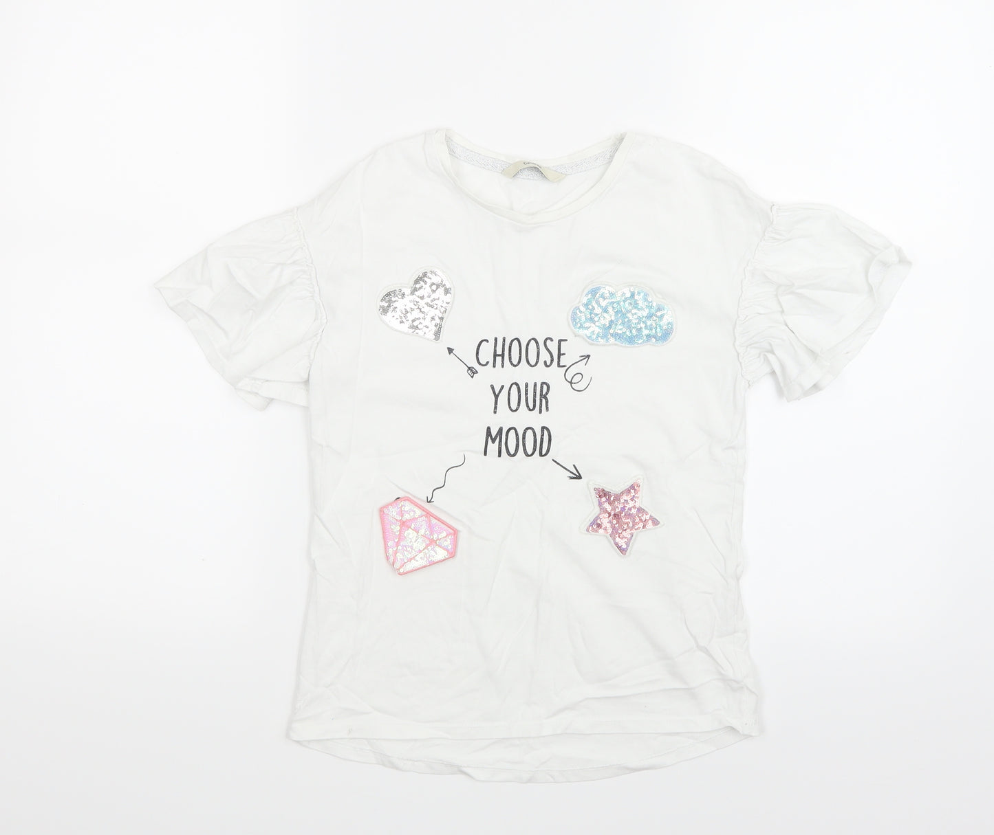 George Girls White   Basic T-Shirt Size 8-9 Years